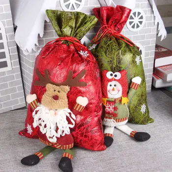 Noel Santa Çuval Çocuk Xmas Noel Baba Hediyeler Şeker Çanta Çorap Nefis Dekorasyon Basılı Keten Noel Şeker Çanta 11