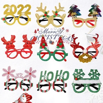 Noel Şapka Gözlük Çerçevesi Noel Dekorasyon Gözlük Çocuk Noel Hediyeleri Tatil Malzemeleri Parti Yaratıcı Gözlük Çerçevesi 8