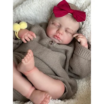 NPK 49 CM Yüksek Kaliteli Yenidoğan Bebek Kız Bebek Reborn Loulou Uykuda Yumuşak Vücut Gerçekçi 3D Cilt Görünür Damarlar El Yapımı Bebek 21