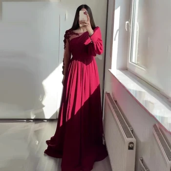 O-boyun Suudi Arabistan gece elbisesi Custom Made Örgün Parti Elbise Puf Kollu Boncuk Şifon Dantel Basit Dantelli balo kıyafetleri 21