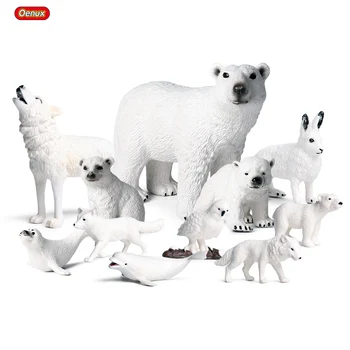 Oenux 11 ADET Klasik Arctic Hayvanlar Kutup Ayısı Tilki Karlı Baykuş Kurt Tavşan Aksiyon Figürleri Modeli Heykelcik Minyatür Güzel Çocuk Oyuncak 9