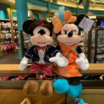 Orijinal YENİ Disneyland Fonograf Serisi Sevimli cheongsam Mickey Minnie peluş bebek doğum günü hediyesi İçin Çocuk