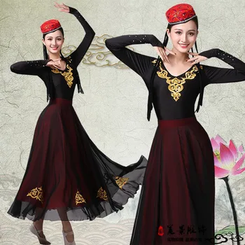 Oryantal Etnik Tarzı Kadın ulusal dans kostümü Sincan Uygur Yeni Kadın Geleneksel Chiness Halk Dans Elbise 12