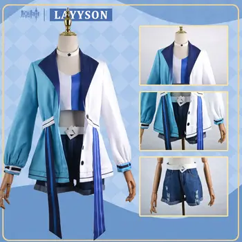Oyun Genshin Darbe LAWSON Bağlantı Hu Tao Yoimiya Cosplay Kostüm Kadın Peruk Üst Ceket kısa pantolon Üniforma parti giysileri Kıyafet 14