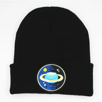 pamuk mavi yıldız nakış Kalınlaşmak örme şapka kış sıcak şapka Skullies kap bere şapka erkekler ve kadınlar için 80 20