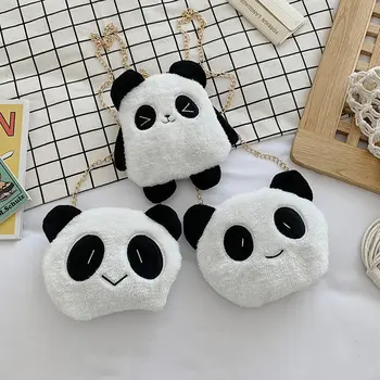 Panda Peluş Fermuarlı Çanta Sevimli Karikatür Bozuk para çantaları Omuz Çapraz Vücut Çanta Cep Telefonu Çantası Moda Öğrencileri Kızlar Depolama Torbalar 18