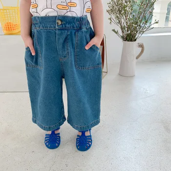 Pantolon Ayak Bileği Uzunluğu Elastik Bel Gevşek Katı Pamuk Yeni Moda Rahat Sevimli Güzel Basit Bahar Auutmn Çocuk Unisex 11