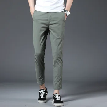 Pantolon Erkekler kore Tarzı 2021 Yaz Yeni Moda Sadelik İnce Streç Ayak Bileği Uzunlukta Pantolon Temel Rahat Sıcak Satış 16