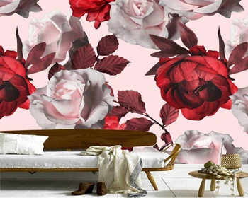 Papel de parede Sanat vintage beyaz güller ve beyaz güller çiçekli duvar kağıdı, oturma odası kanepe tv duvar yatak odası duvar kağıtları ev dekor 8