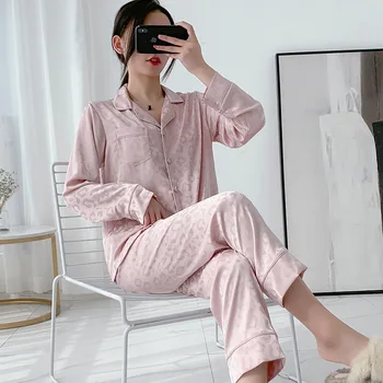 Pembe Pijama Seti Kadın 2 ADET Pijama Uzun Kollu 2 ADET Pijama Rayon Leopar Pijama Takım Elbise Rahat Uyku Seti Seksi Kıyafeti 21