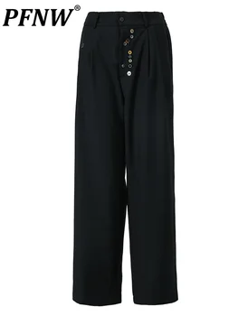 PFNW Bahar Sonbahar erkek Moda Düzensiz Dekoratif Düğme Darkwear Düz Takım Elbise Rahat Streetwear Fermuarlar Pantolon 12A7459 11