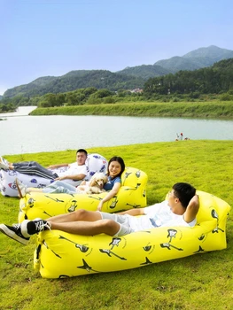Plaj Tembel şişme sofa Uyku Tulumu Yetişkin Kamp Hızlı Katlanır Taşınabilir Hava Kanepe Şezlong Seyahat Silla dış mekan mobilyası 10