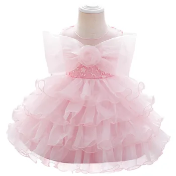 Popodion Yeni 2021 doğum günü hediyesi Bir Yaşında Bebek İçin, Yay Gazlı Bez Prenses Elbise CHD20445 2
