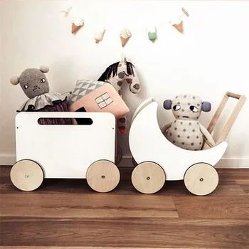 Prop Fotografia Recien Nacido INS İskandinav çocuk Odası Oyuncak Ahşap Sepet El Silindiri Bebek Arabası Bebek Kız Sahne Fotoğraf 15