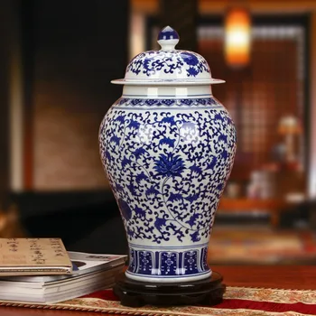 Qing Hanedanı Antik ev süslemeleri Porselen Vazo Tapınak kavanoz Mavi ve Beyaz Zencefil Kavanoz Seramik vazo çiçek Jingdezhen deco vazo 17