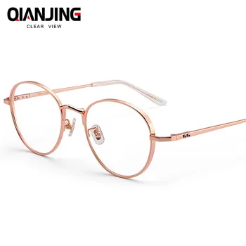 QJ Titanyum Gözlük Çerçeve Kadınlar Ultralight Marka Tasarımcısı Erkek Vintage Yuvarlak Reçete Gözlük Tam gözlük çerçeveleri Gözlük 2