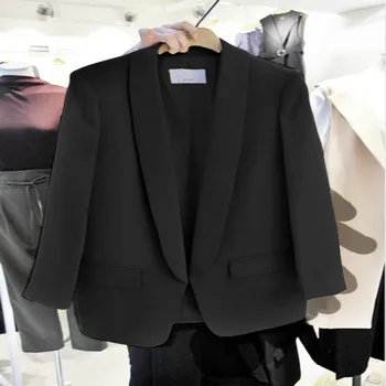 Rahat beyaz takım elbise kadın ceketi moda siyah OL profesyonel takım elbise uzun kollu yeni bahar ve sonbahar vahşi ceket