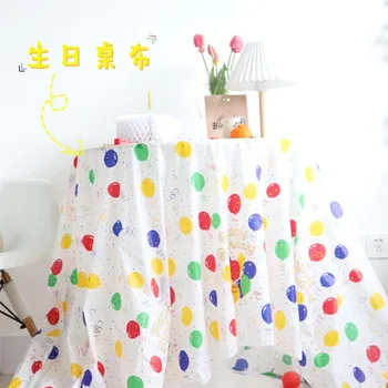 Renkli Balonlar Doğum Günü Partisi Tek Kullanımlık Masa Örtüsü Erkek Kız Bebek Duş Fotoğraf Sahne Parti Düzeni Dekorasyon Masa Giyinmek 18
