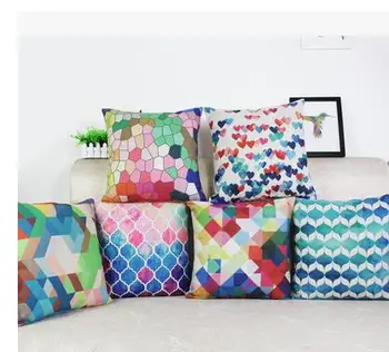 Renkli minder örtüsü kanepe pamuk keten soyut geometrik atmak yastık kılıfı bel yastık kılıfı arka yastık ev dekor