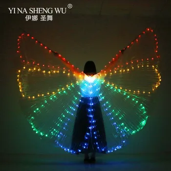 Renkli Oryantal Dans Performansı LED Kanatları Dans Aksesuarları LED ISİS Kelebek Kanatları LED Kelebek Kanatları Sopa Olmadan Çanta 5