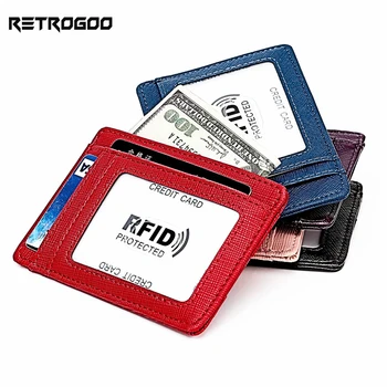 RETROGOO Hakiki Deri Küçük kart tutucu Ultra İnce cüzdan Kredi ve kimlik kartı tutucu Lüks İnek Derisi Küçük Cüzdan Unisex kart çantası 19