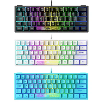 RGB Kablolu Klavye 60 Yüzde 62 Tuşları Ergonomik Oyun Dizüstü Klavye Dizüstü Masaüstü Bilgisayar İçin gk61 klavye