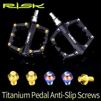 RISK 8 adet / grup Titanyum Alaşımlı kaymaz Cıvata Yokuş Aşağı bisiklet pedalları TC4 Ti Pedalı kaymaz Vidalar XC AM DH Bisiklet M4 * 8mm 10