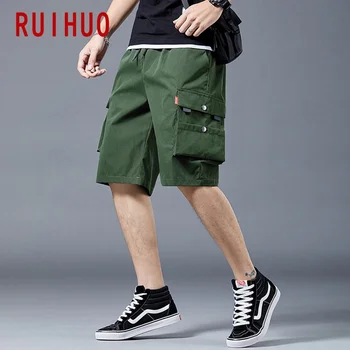 RUIHUO Katı Rahat Kargo Şort Erkek Giyim Yaz Erkek Şort Rahat Lüks M-3XL 2022 Yeni Gelenler 7