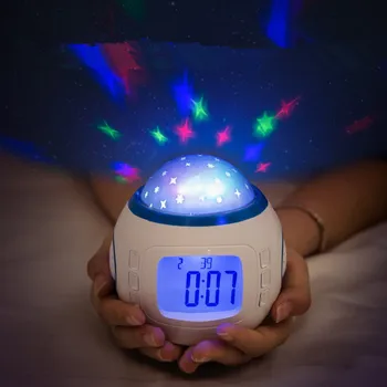 Saat Led gece ışıkları yatak odası başucu gece lambası garip yıldızlı gökyüzü Alarm pil gücü çocuk çocuk hediyeler dekorasyon lambası 19