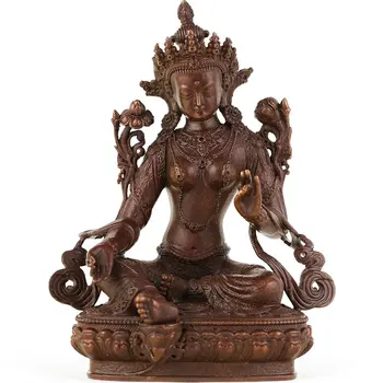 Saf Vermilion Tara Avalokitesvara Bodhisattva Buda Heykeli Tibet Budizm Ev Devotion Dekorasyon Antik Renk