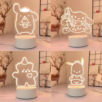 Sanrio Kawaii 3d gece Lambası Cinnamoroll Benim Melody Hello Kitty üç çeşit renk yatak odası ışıkları dekorasyon kızlar için hediyeler 2