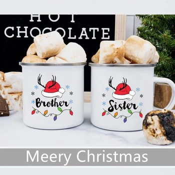 Santa Kardeş Kardeş baskılı kupalar Noel Yemek Sıcak Kakao çikolata bardakları Yaratıcı Kahve Fincanları Süt kupa Kolu Drinkware Çocuklar Hediye 12