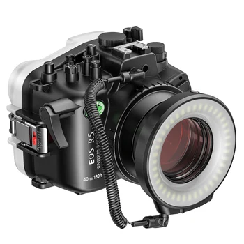 Seafrogs Su Geçirmez Dalış Konut Case Kitleri Canon EOS R5 EF S 60mm f 2.8 67mm Dişli Arayüzü Flaş + Kırmızı Filtre 3