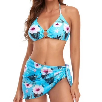 Seksi Üç Parçalı Bikini 2023 kadın Mayo Push Up Kadın Mayo Yüzme Mayo Brezilyalı bikini seti Beachwear 9