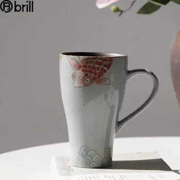 Seramik Balık Kahve Kupa Vintage Japon Yaratıcı Kupa Kişisel Ofis Bardak ve Kupalar Taza Grande Kahve Fincanı Seyahat Porselen 50 12