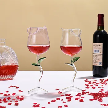 Sevgililer Günü Romantik Gül Şarap cam kupa Yaratıcı Kadeh Kristal şampanya kadehi 2