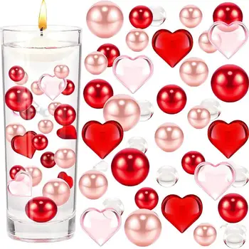 Sevgililer Vazo Dolgu Pembe Kalp sevgililer Günü DIY Yüzen Vazo Dolgu Kiti 6000 Şeffaf Su Boncuk Düğün Dekor için 20