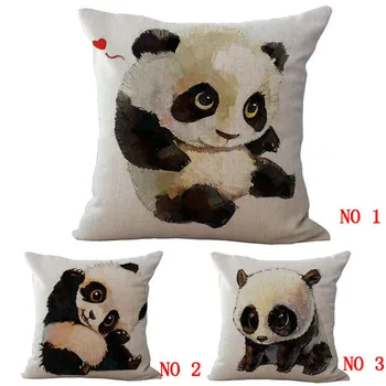 Sevimli ve Güzel Bebek Panda Yastık Kılıfı Pamuk Keten Sandalye Koltuk ve Bel 45x45 cm Yastık Kapak Ev Tekstili Oturma 4