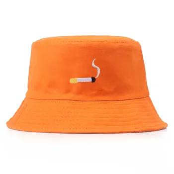 Sigara Panama Düz Kapaklar HİÇBİR CHİLL pamuk mektup nakış Kova Şapka Moda Yaz balıkçı şapkası açık rahat Havza Şapka