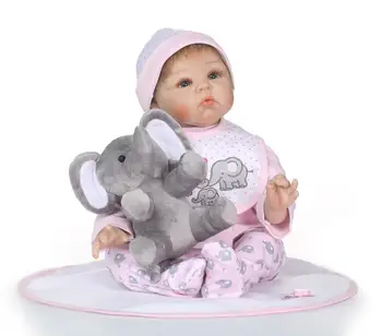 silikon bebek bebek 22 inç Harika gözler açık oyuncaklar kızlar için yumuşak vücut bebek bebekler oyuncaklar 55cm peluş Fil oyuncak yeni yıl hediyeleri