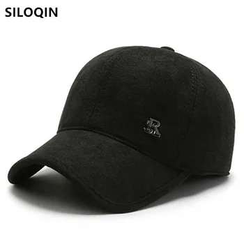 SILOQIN Kalın Sıcak Earmuffs Şapka Yeni Kış Beyzbol Kapaklar Erkekler İçin erkek Rahat Spor Kap Ayarlanabilir Boyutu baba Şapka Snapback Kap 13