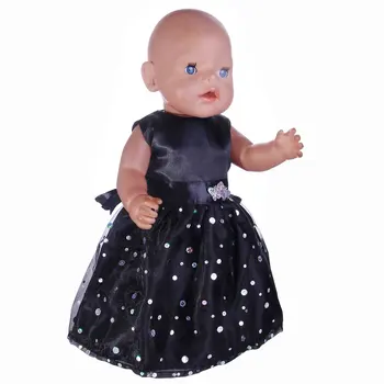 Siyah elbise elbise için 43 cm bebek Çocuk manyetik dönüşlü dünya oyuncak bebek giysileri b28 1