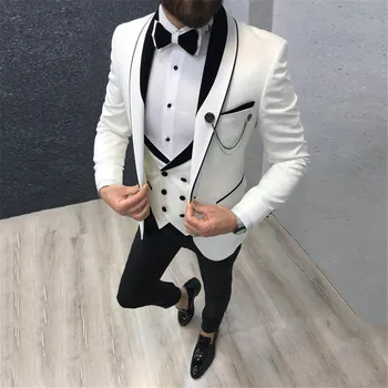 Son Pantolon Ceket Tasarımları Beyaz Erkek Takım Elbise Düğün Takım Elbise Erkekler Damat Blazer Smokin Slim Fit Kostüm Dökün Hommes Terno Masculino