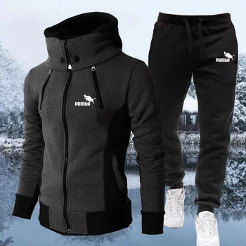 Sonbahar erkek Eşofman Hoodie Setleri Erkekler Marka Spor Hoodies + Sweatpant 2 Adet Kış sıcak Giyim Tişörtü Pantolon Takım Elbise 3