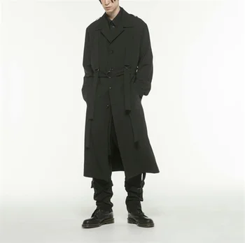 Sonbahar kış yeni stil erkek gevşek rüzgarlık gençlik diz üzerinde moda uzun ceket uzun kollu rahat ince bireysellik 11