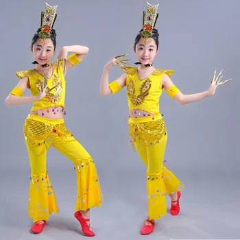 Songyuexia kız Avalokitesvara kostümleri çocuk yetişkin kostümleri klasik dans ulus dans Tayland kadın giyim 16