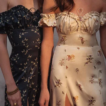 SSCL Yaz Seksi Bayanlar İnce uzun elbise Elbise Yarık Retro Rahat 2022 Yeni Trendler 11