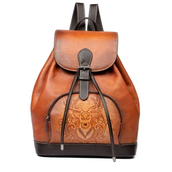 SUWERER 2021 Yeni erkek hakiki deri sırt çantası Lüks gerçek inek derisi El Oyma moda alışveriş çantası Hakiki Deri kadın sırt çantası