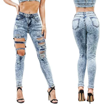 Sıcak Moda Satış Sıcak Satış Kot Yüksek Bel Düz Renk Seksi Slim-Fit Hoparlör Pantolon Kadın Kot Kadın
