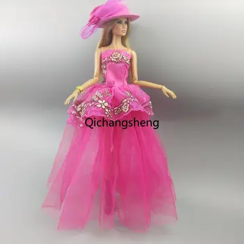 Sıcak Pembe 1/6 Bebek Aksesuarları Dantel düğün elbisesi Barbie Giysileri barbie bebek kıyafetler elbiseler Prenses Elbisesi Oyuncaklar 11.5